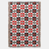 Red Schwarz-weiß Checkered Fleur-de-lis-Design Decke (Vorderseite Vertikal)