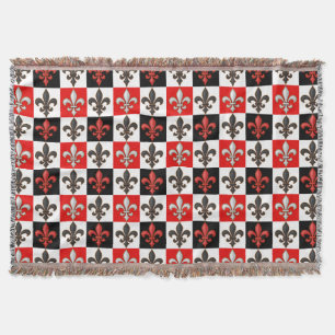 Red Schwarz-weiß Checkered Fleur-de-lis-Design Decke