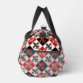 Red Schwarz-weiß Checkered Fleur-de-lis-Design Duffle Bag (Rechts)