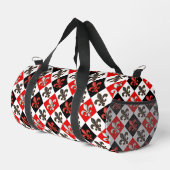 Red Schwarz-weiß Checkered Fleur-de-lis-Design Duffle Bag (Rechte Ecke)