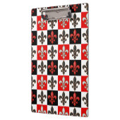 Red Schwarz-weiß Checkered Fleur-de-lis-Design Klemmbrett (Links)