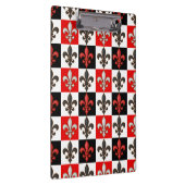 Red Schwarz-weiß Checkered Fleur-de-lis-Design Klemmbrett (Rechts)