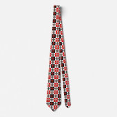 Red Schwarz-weiß Checkered Fleur-de-lis-Design Krawatte (Vorderseite)