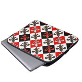 Red Schwarz-weiß Checkered Fleur-de-lis-Design Laptopschutzhülle (Vorne Knopf)