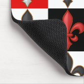 Red Schwarz-weiß Checkered Fleur-de-lis-Design Mousepad (Ecke)