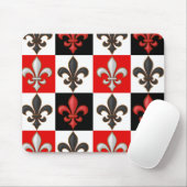 Red Schwarz-weiß Checkered Fleur-de-lis-Design Mousepad (Mit Mouse)