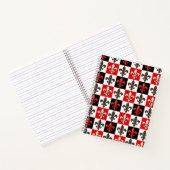 Red Schwarz-weiß Checkered Fleur-de-lis-Design Notizblock (Innenseite)