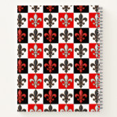 Red Schwarz-weiß Checkered Fleur-de-lis-Design Notizblock (Rückseite)