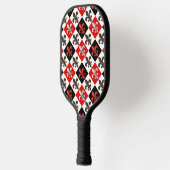 Red Schwarz-weiß Checkered Fleur-de-lis-Design Pickleball Schläger (Links)
