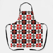 Red Schwarz-weiß Checkered Fleur-de-lis-Design Schürze (Vorderseite)