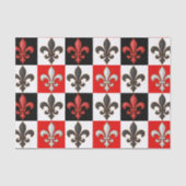Red Schwarz-weiß Checkered Fleur-de-lis-Design Seidenpapier (Vorderseite)