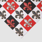 Red Schwarz-weiß Checkered Fleur-de-lis-Design Seidenpapier (Ausschnitt)