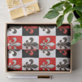 Red Schwarz-weiß Checkered Fleur-de-lis-Design Seidenpapier (Geschenk)