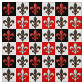 Red Schwarz-weiß Checkered Fleur-de-lis-Design Stoff (Muster)
