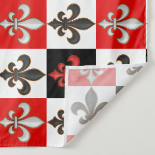Red Schwarz-weiß Checkered Fleur-de-lis-Design Stoff