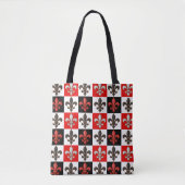 Red Schwarz-weiß Checkered Fleur-de-lis-Design Tasche (Vorderseite)