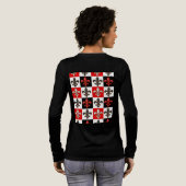 Red Schwarz-weiß Checkered Fleur-de-lis-Design Tri-Blend Shirt (Voller Rückseite)