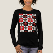 Red Schwarz-weiß Checkered Fleur-de-lis-Design Tri-Blend Shirt (Vorderseite)