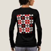 Red Schwarz-weiß Checkered Fleur-de-lis-Design Tri-Blend Shirt (Rückseite)