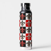 Red Schwarz-weiß Checkered Fleur-de-lis-Design Trinkflasche (Links)