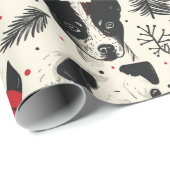 Red Schwarz-weiß Christmas Dogs Theme Pattern Geschenkpapier (Rolleneckpunkt)