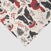 Red Schwarz-weiß Christmas Dogs Theme Pattern Seidenpapier (Detail)