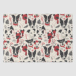 Red Schwarz-weiß Christmas Dogs Theme Pattern Seidenpapier<br><div class="desc">Ein fröhliches Urlaubsmuster in Rot,  Schwarz und Weiß mit niedlichen Weihnachtswelpen und Weihnachtssymbolen in einem nahtlosen Muster. Wer würde nicht Liebe,  ein Geschenk alles in den niedlichsten Ferien Welpen verpackt zu bekommen.</div>