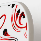 Red Schwarz-weiß Damask Floral Pickleball Schläger (Linke Seite)