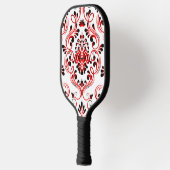 Red Schwarz-weiß Damask Floral Pickleball Schläger (Links)