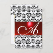 RED SCHWARZ-WEISS DAMASK GEM MONOGRAM uAwg silber RSVP Karte (Vorne/Hinten)