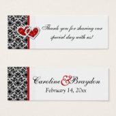 Red Schwarz-weiß Damask Joined Hearts Gefallen Tag (Vorne & Hinten)