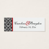 Red Schwarz-weiß Damask Joined Hearts Gefallen Tag (Rückseite)