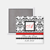 RED SCHWARZ-WEISS DAMASK MONOGRAM, Save the Date Magnet (Vorderseite/Rückseite)
