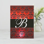 RED SCHWARZ-WEISS DAMASK MONOGRAMM UAWG EINLADUNG (Stehend Vorderseite)