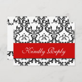 Red Schwarz-weiß Damask Wedding UAWG RSVP Karte (Vorne/Hinten)