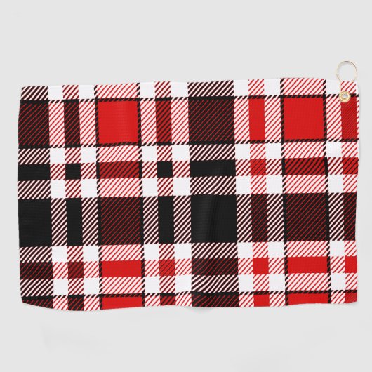 Red Schwarz-weiß Flannel Tartan Muster Golfhandtuch (Horizontal)