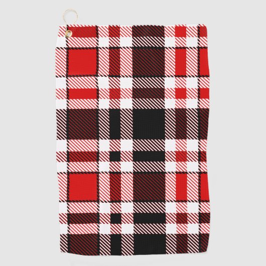 Red Schwarz-weiß Flannel Tartan Muster Golfhandtuch (Vorderseite)