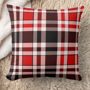 Red Schwarz-weiß Flannel Tartan Muster Kissen
