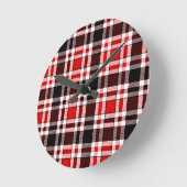 Red Schwarz-weiß Flannel Tartan Muster Runde Wanduhr (Winkel)