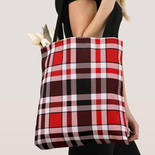 Red Schwarz-weiß Flannel Tartan Muster Tasche