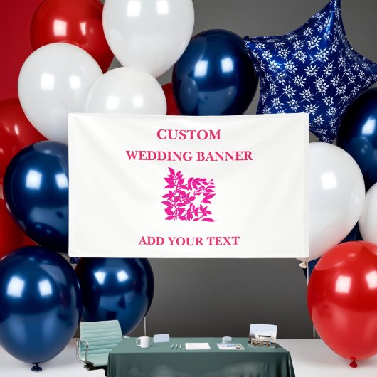 Red Schwarz-weiß Floral Banner | Elegantes Party Z