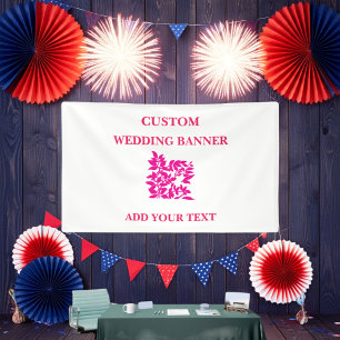 Red Schwarz-weiß Floral Custom Banner   Geburtstag