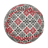 Red Schwarz-weiß Geometric Folk Pattern Baseball (Vorderseite Links)