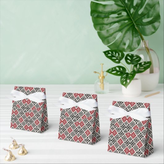 Red Schwarz-weiß Geometric Folk Pattern Geschenkschachtel (Zahlreiche)