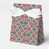 Red Schwarz-weiß Geometric Folk Pattern Geschenkschachtel (Vorderseite)