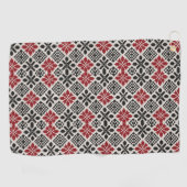 Red Schwarz-weiß Geometric Folk Pattern Golfhandtuch (Horizontal)