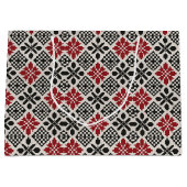 Red Schwarz-weiß Geometric Folk Pattern Große Geschenktüte (Vorderseite)