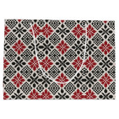 Red Schwarz-weiß Geometric Folk Pattern Große Geschenktüte (Rückseite)