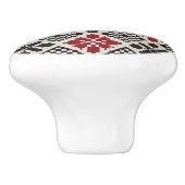 Red Schwarz-weiß Geometric Folk Pattern Keramikknauf (Seitenansicht)