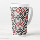 Red Schwarz-weiß Geometric Folk Pattern Milchtasse (Rechte Ecke)